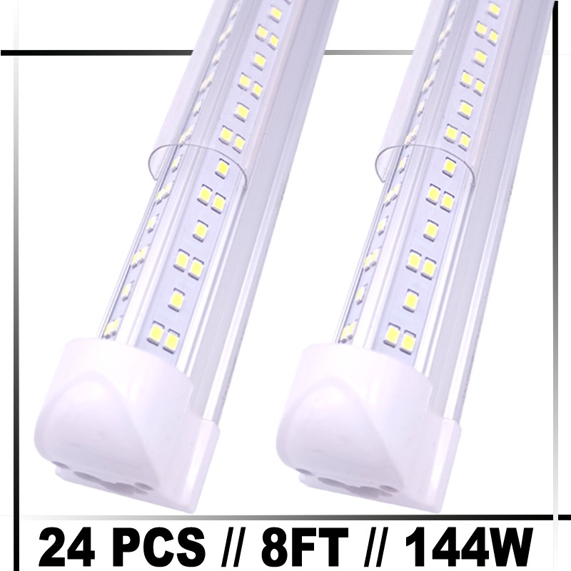 24PC 8 FOOT LED Shop Lights 144w Fixture 8FT T8 8' LED Tube Light Bulbs 6500K