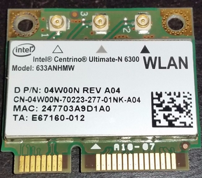 Intel Wireless-N 6300 633ANHMW 450Mbp 802.11a/g/n WIFI WLAN Half Mini PCI-e Card