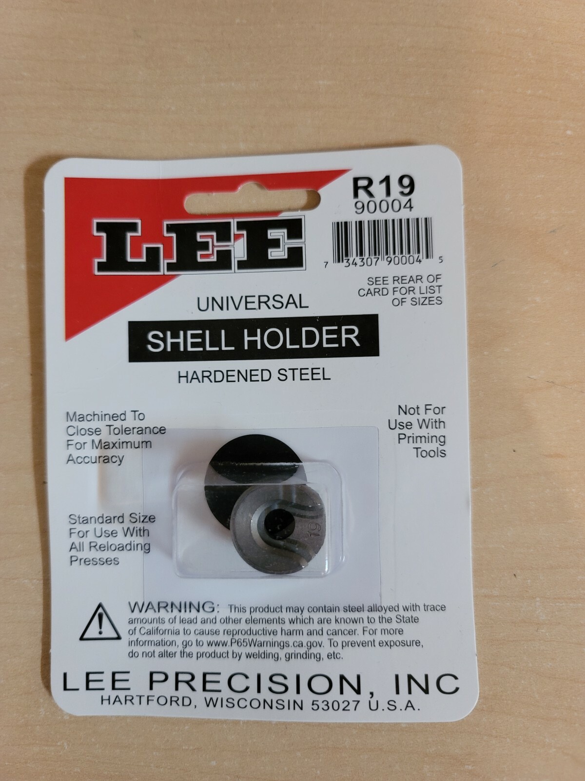 Lee 90004 #R19 Press Shell Holder for 9mm Luger, 40 S&W, 10mm etc
