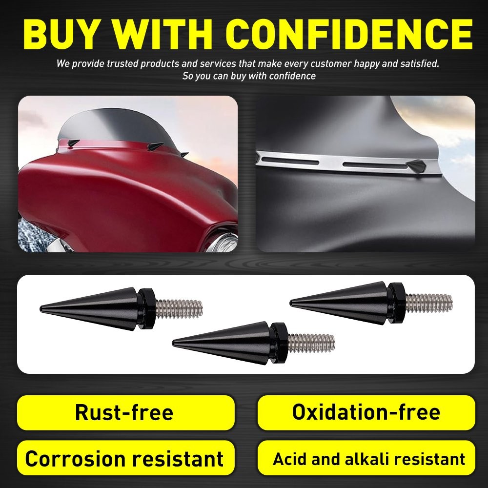 3PCS Windscreen Windshield Spike Screws For Harley Electra Glide 1996-2013 Black