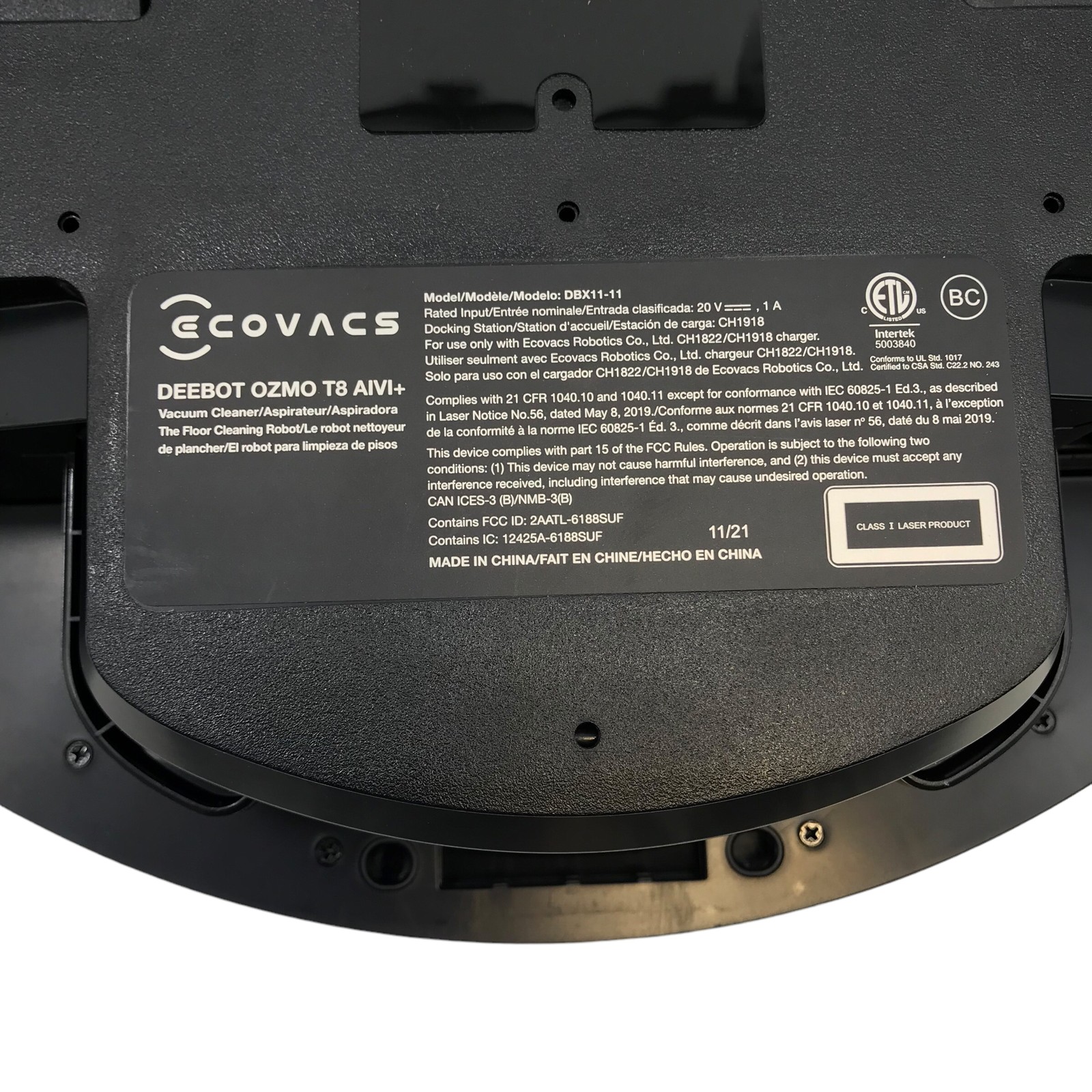 Ecovacs DEEBOT OZMO T8 AIVI+ vacuum & self empty Docking Station new pads/filter