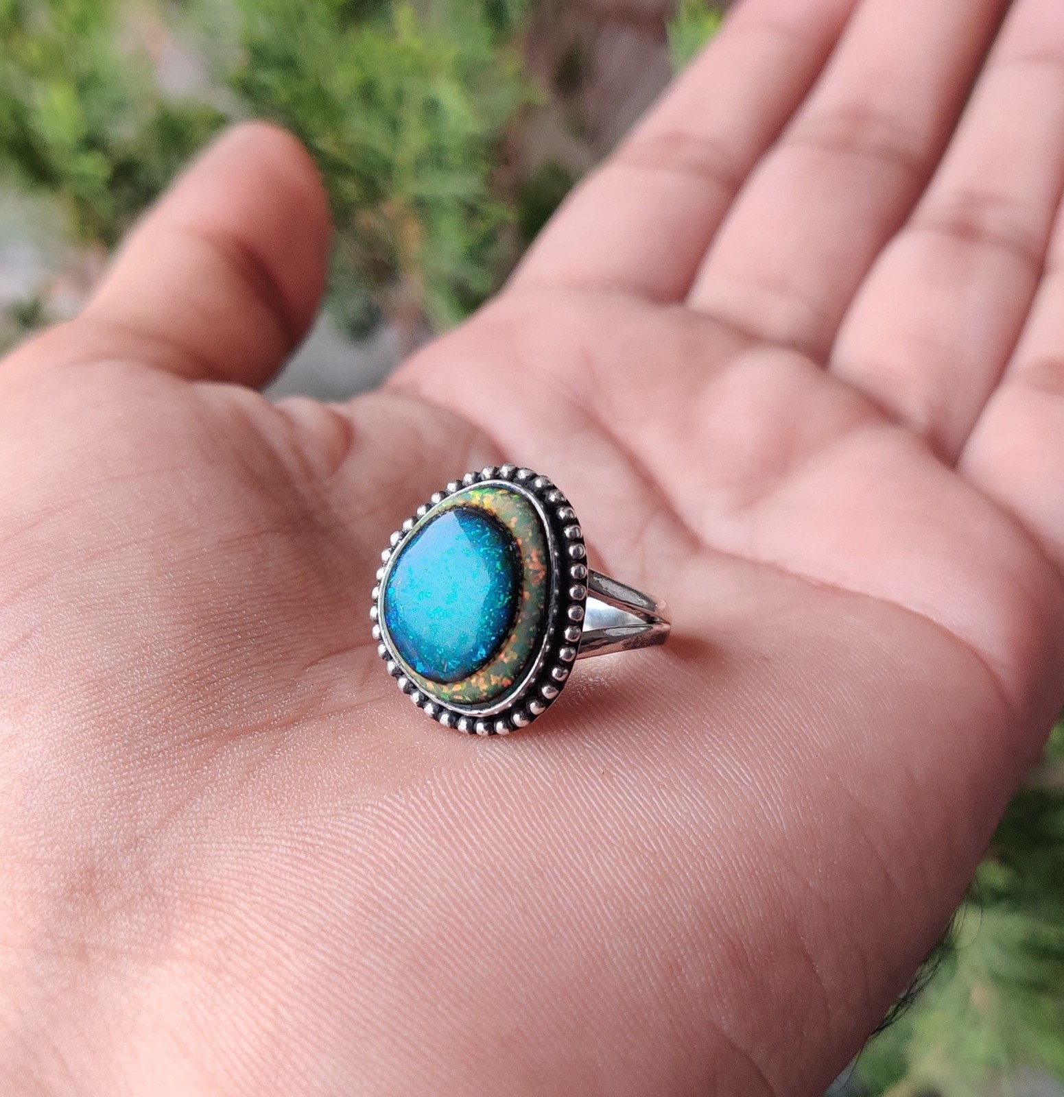 Monarch Opal Gemstone Ring 925 Solid Sterling Silver Handmade Beautiful Ring MK*
