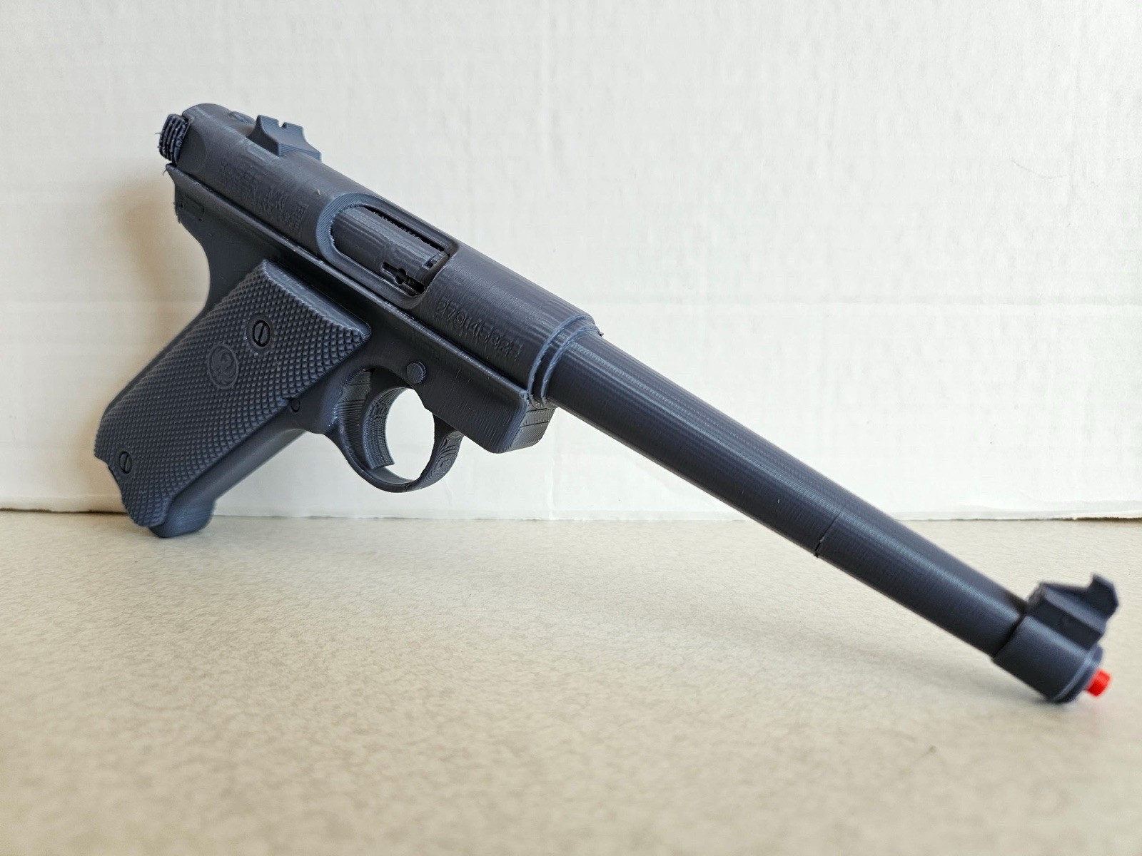 3d Printed Ruger Pistol 1:1 Scale Grey Fully Assembled Comes With Red Tip