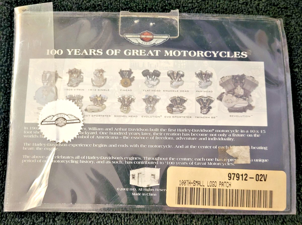 HARLEY DAVIDSON 100th Anniversary Patch #97912-02V Measures 4.75 x 1.75 - New