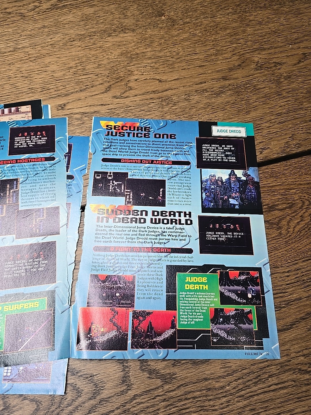 Judge Dredd Nintendo Power Magazine Guide Pullout Cheat Sheets Cut Outs Vintage