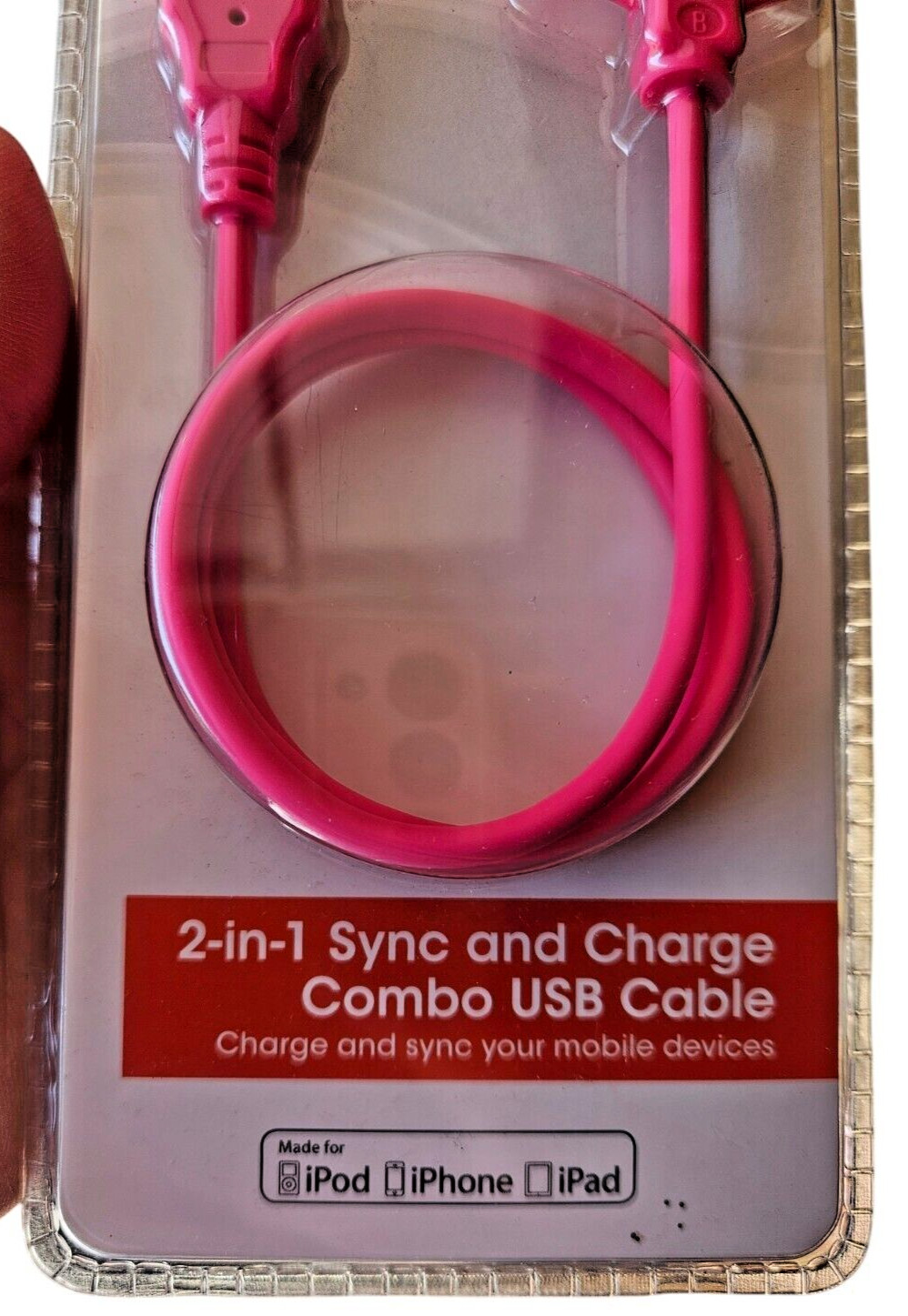 TECH & GO! 2-in-1 SYNC & CHARGE COMBO CABLE, 3 FT.-BLACK-IPHONES, IPADS, ETC (D)