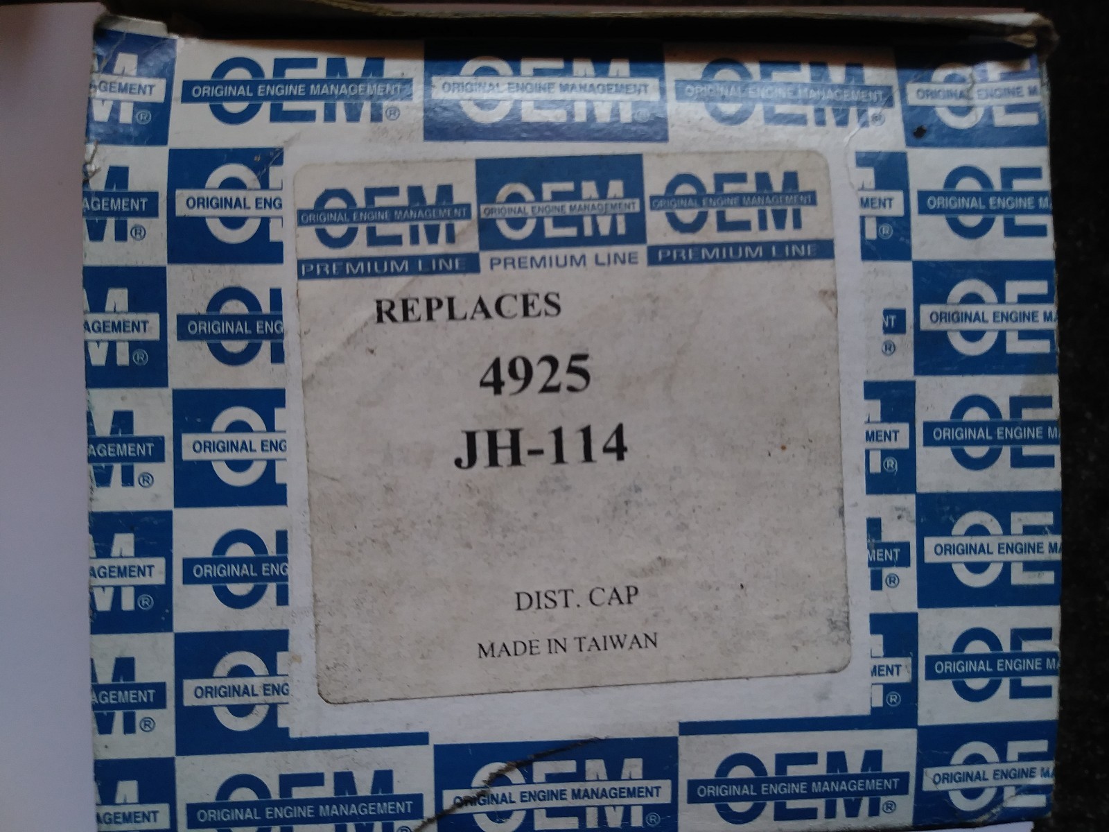4925 OEM / JH114 "New" Distributor Cap With Aluminum Contacts