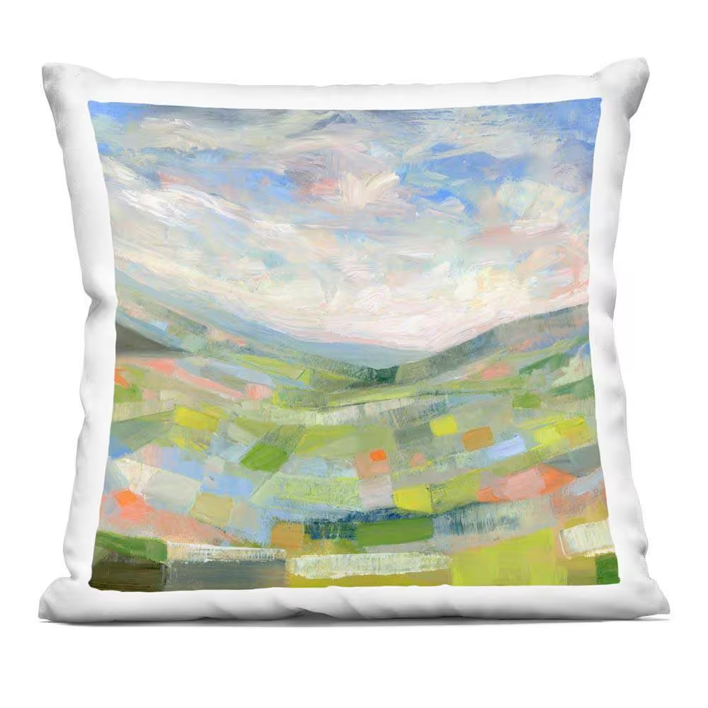 Jolly Geometric Countryside Scene Green Abstract Polyester 18 In. X 18 In. Throw