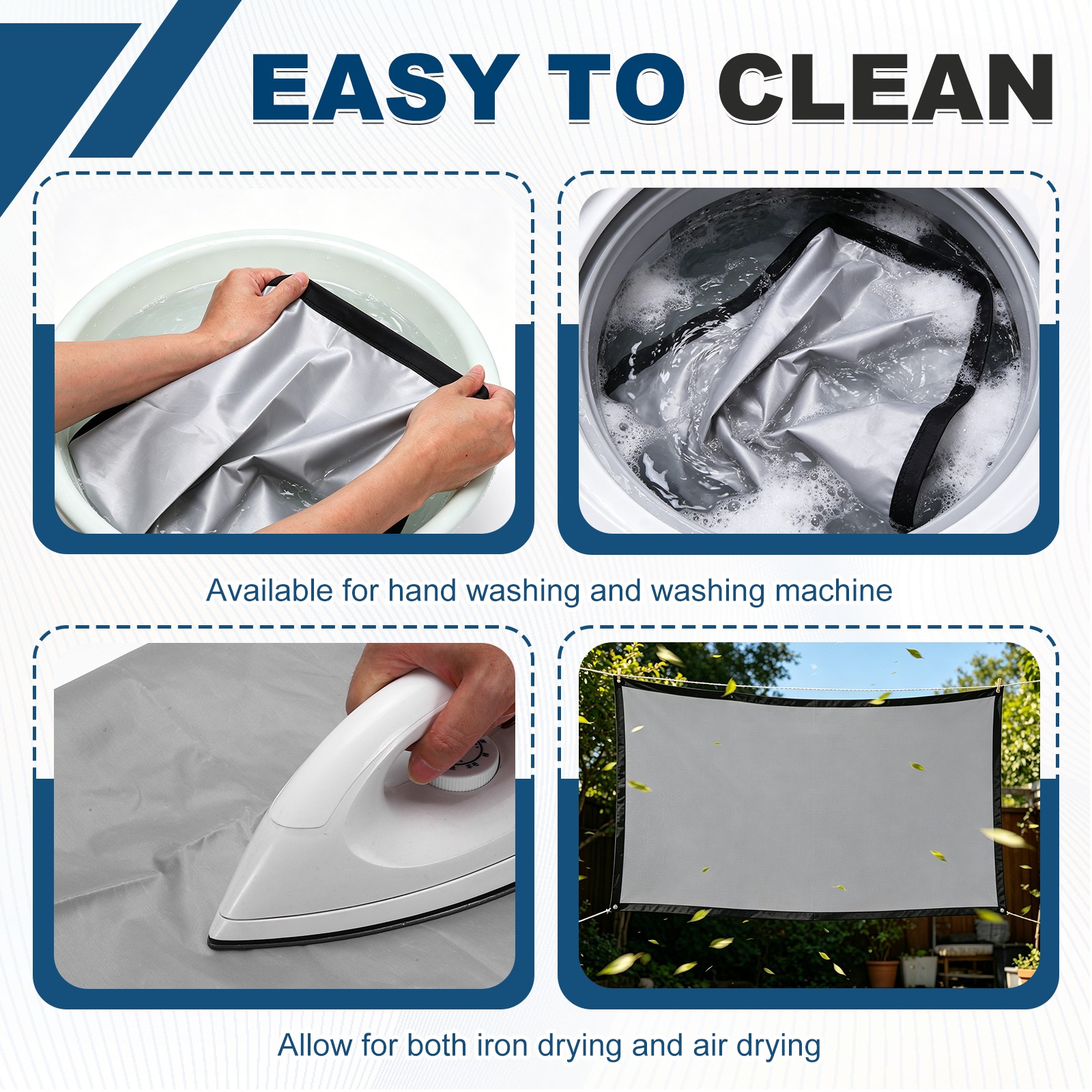 72in Portable Projector Screen, 4K HD 16:9, Hook Style Ambient Light