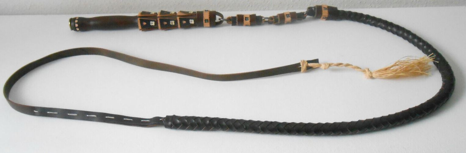 USED Collectable OLDER Leather Horse Bull Whip From Budapest