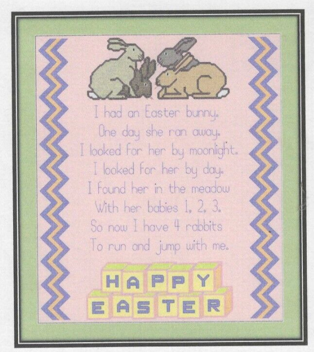 I HAD AN EASTER BUNNY--Cute Poem--Baby Rabbits--Counted Cross Stitch Pattern