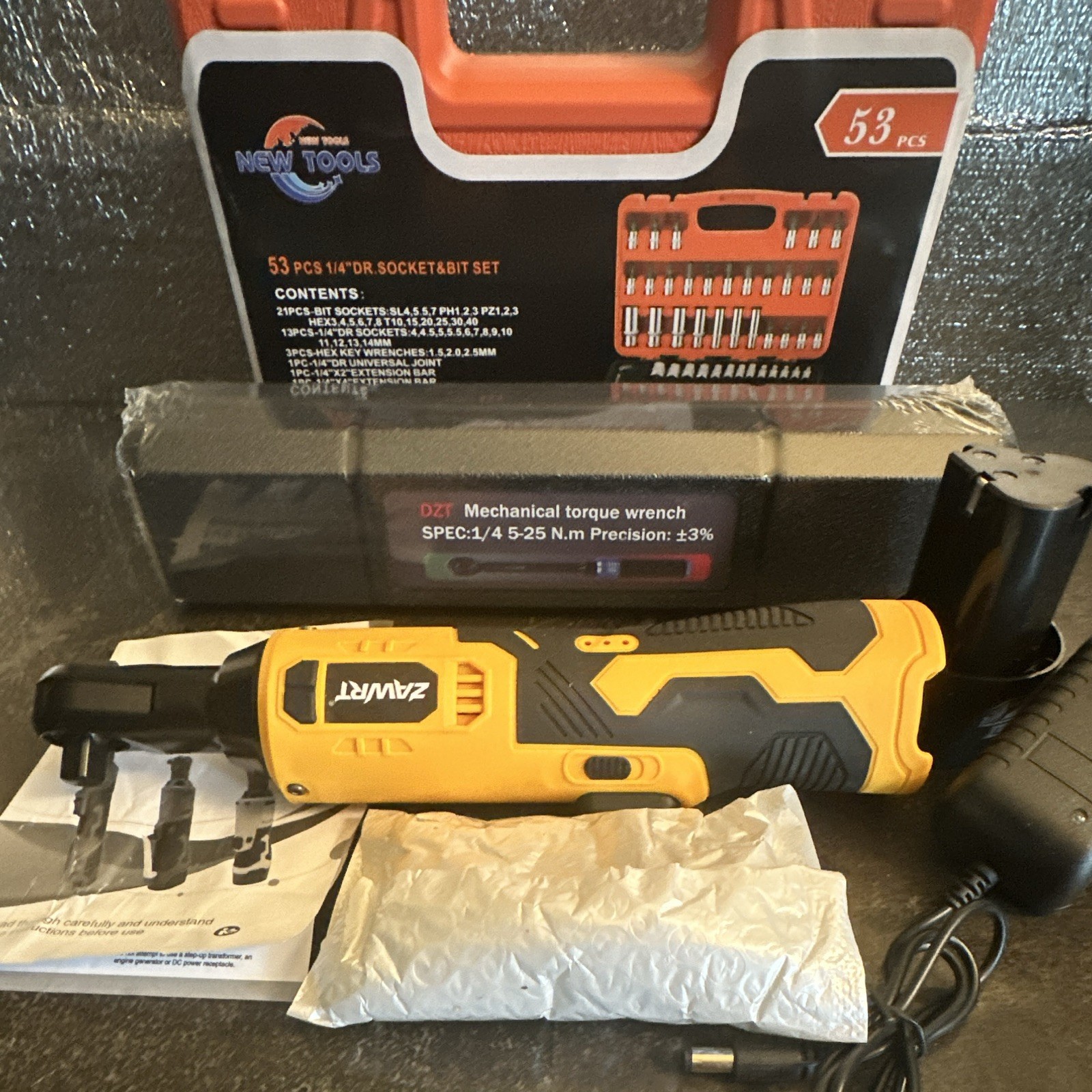 NEW 53 Piece Socket Set/Mechanical Torque Wrench/lithium Ratchet Wrench Bundle