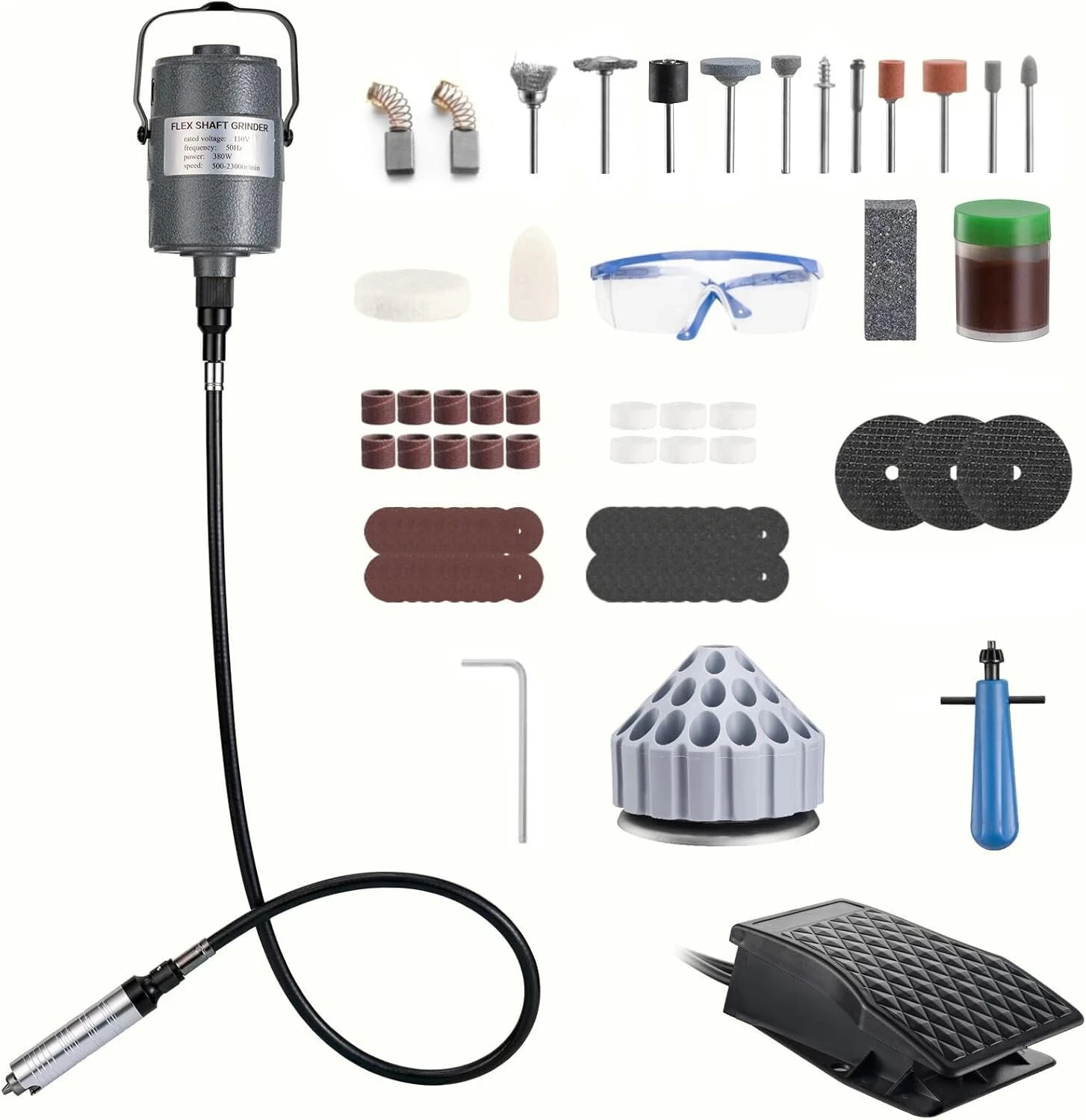QNK Rotary Flex Shaft Grinder for Polishing-Hanging Rotary Tool with Foot Pedal