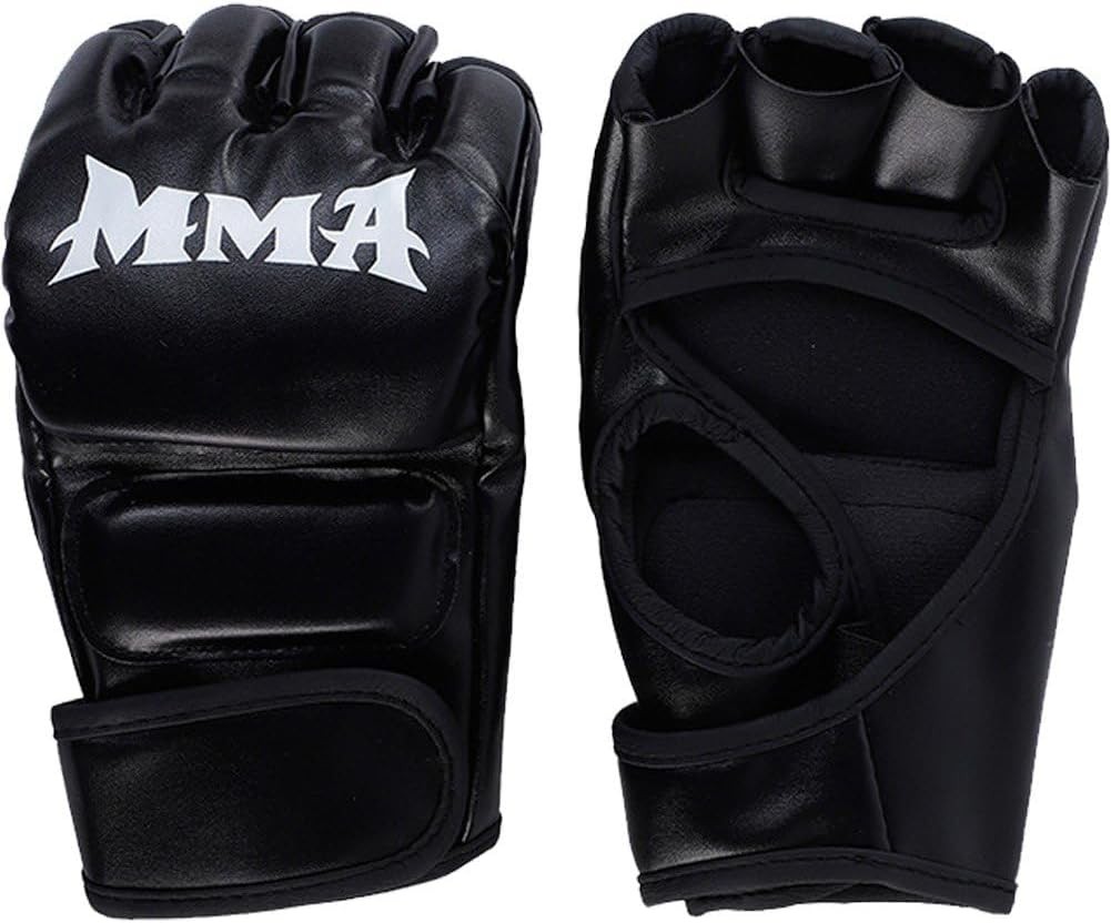 MMA Gloves Punching Bag Boxing Sparring Grappling,Half Finger with Thick Padding