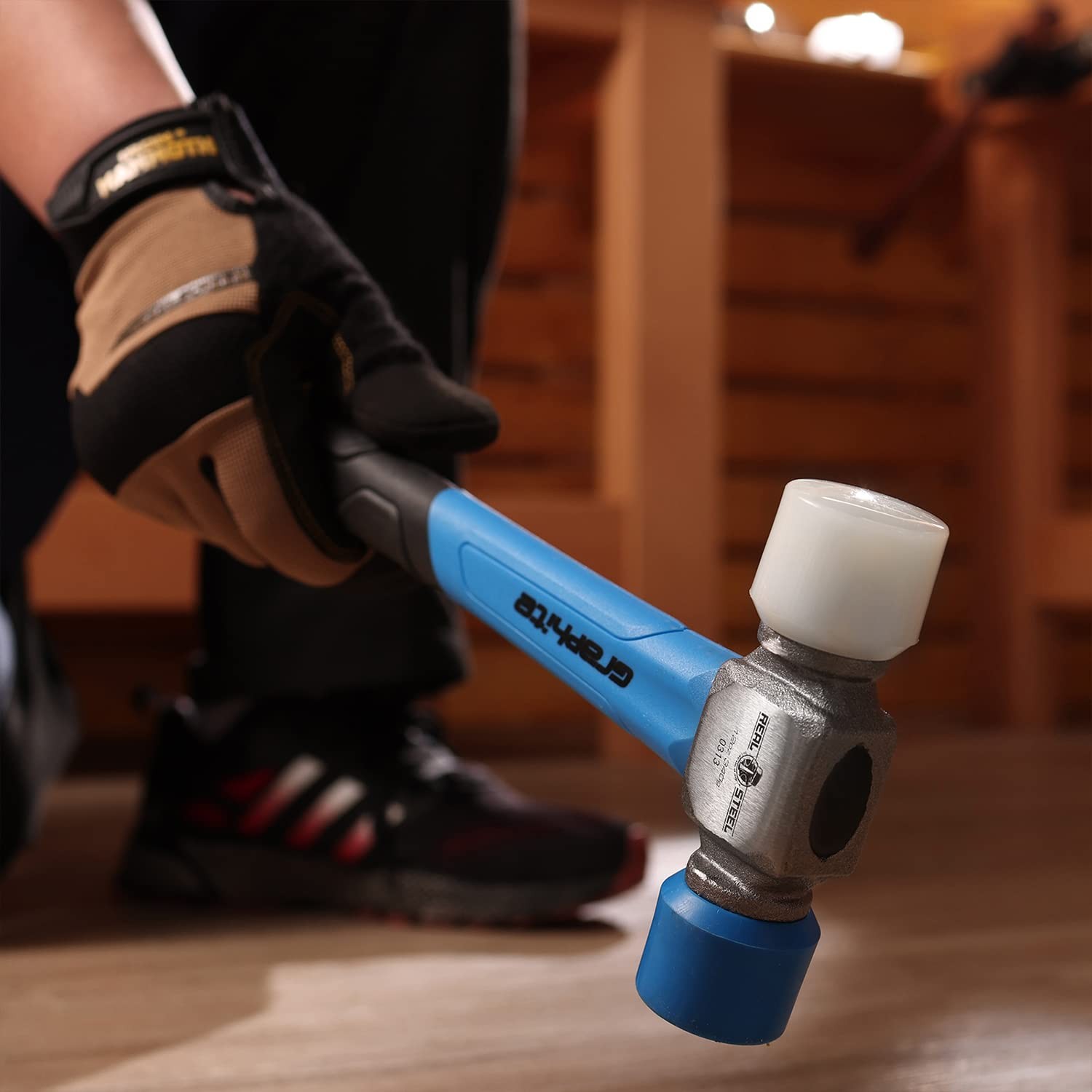 12 Oz Small Rubber Mallet Hammer Double Face Soft/Hard Graphite Handle 0313