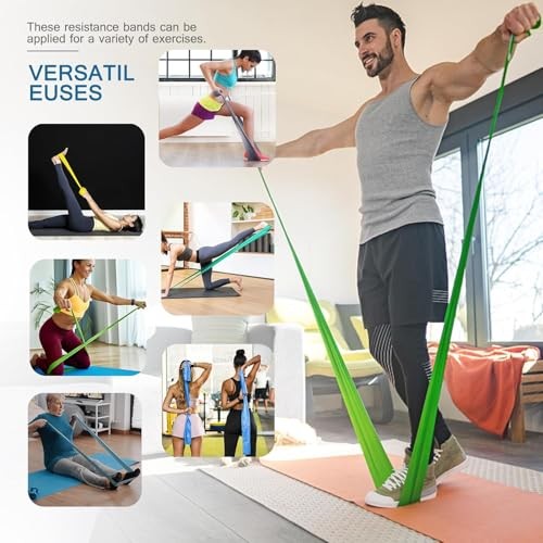 5 Pcs Professional Resistance Bands. Latex-Free, Pilates Band, 5 Colour Set