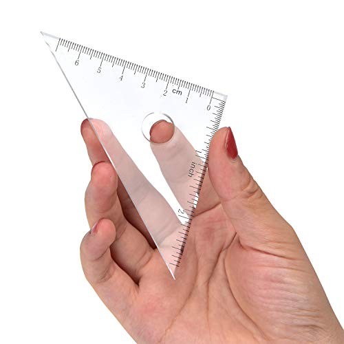 4 Pieces Math Geometry Tool Set Includes Plastic Clear Ruler, 6 inch