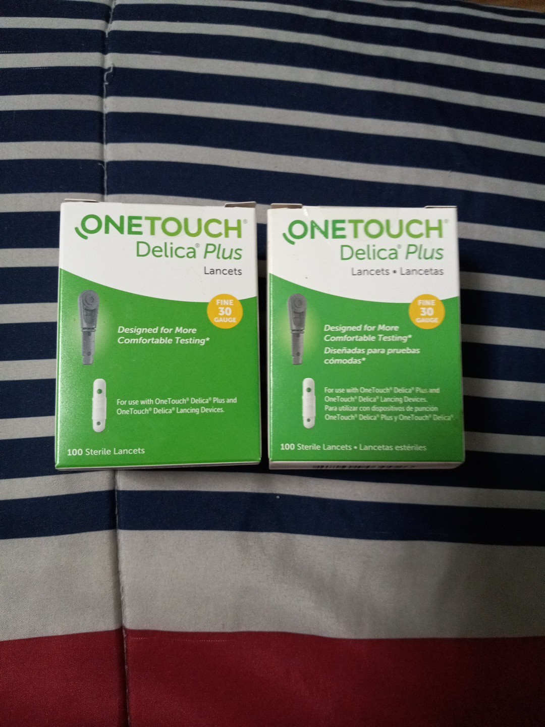(2) 100 Count Box of OneTouch Delica Plus 30 Fine Gauge Sterile Lancets SEALED