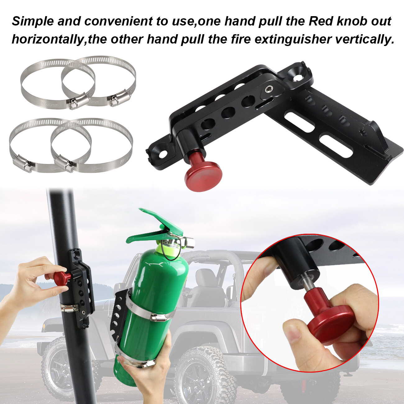 Car Roll Bar Fire Extinguisher Holder Mount Bracket For Jeep Wrangler Adjustable