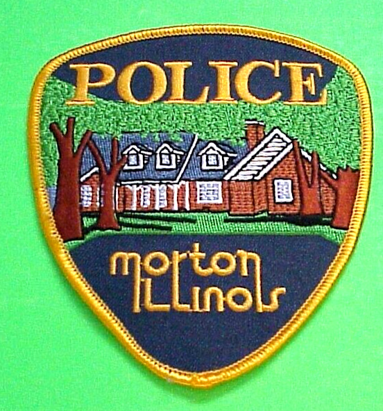 MORTON  ILLINOIS  IL  ( GOLD BORDER )  4 3/4"  POLICE PATCH  FREE SHIPPING!!!