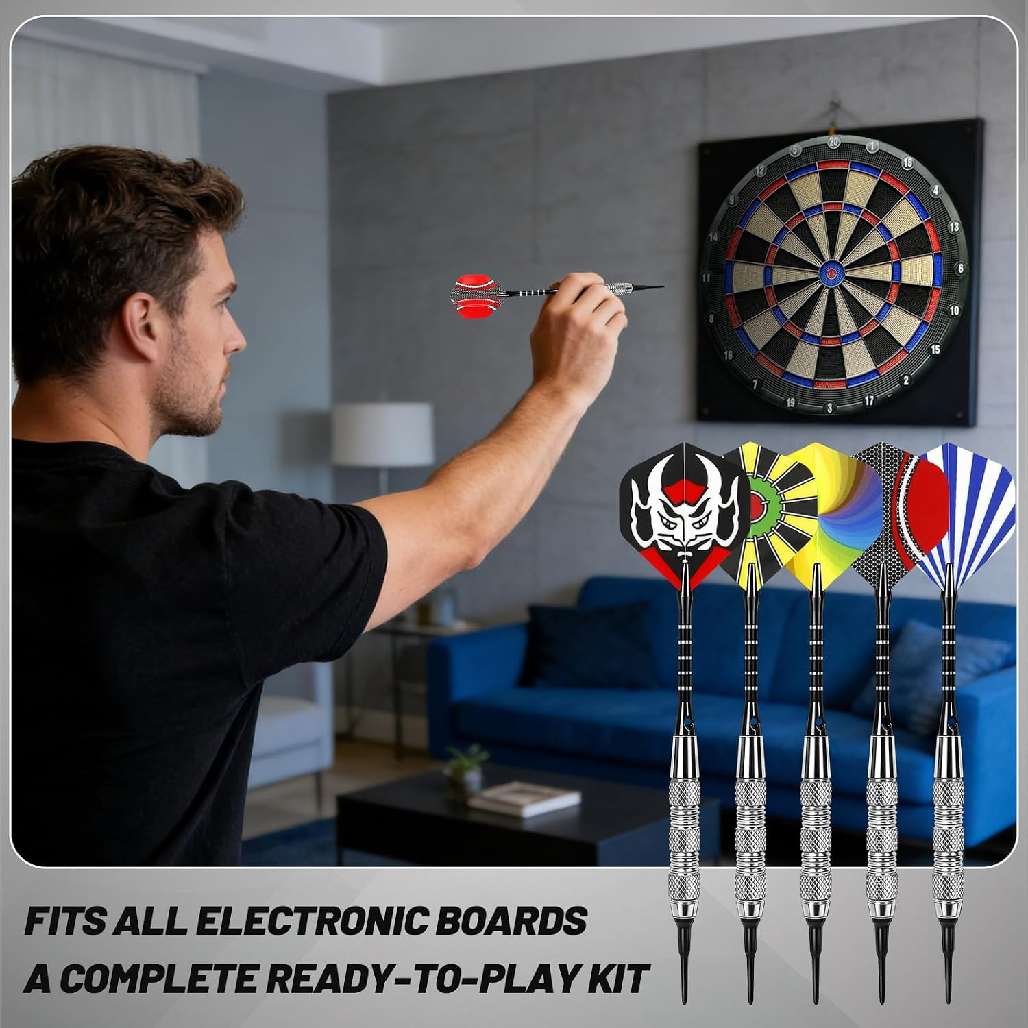 Darts Plastic Tip - 15 Pack Soft Tip Darts Set for Electronic Dartboard - 18