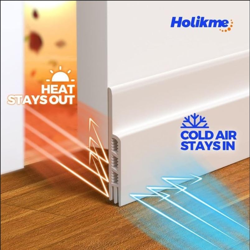 Holikme Door Draft Stopper Under Blocker Insulator 41 Inch, White