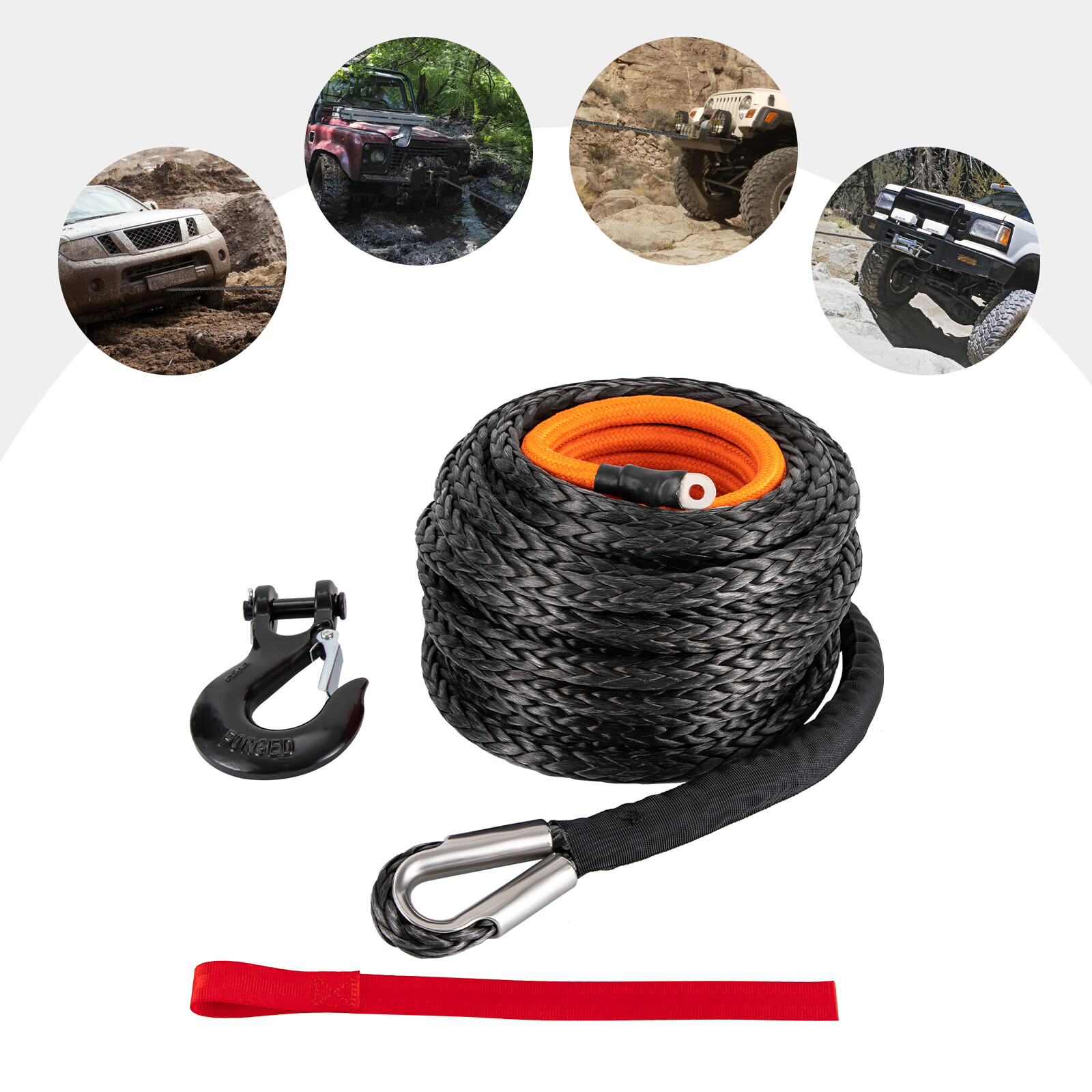 9/16"x76ft Synthetic Winch Rope Line 35000LBS Recovery Cable ATV UTV+Sheath SALE