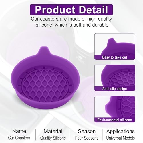 SINGARO Silicone Car Cup Holder Coasters, Universal Non-Slip Cup Holders, 4