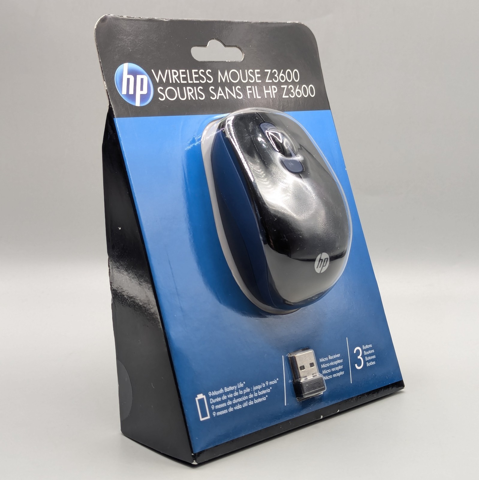 New HP Z3600 Wireless Mouse Black 3-Buttons Sealed