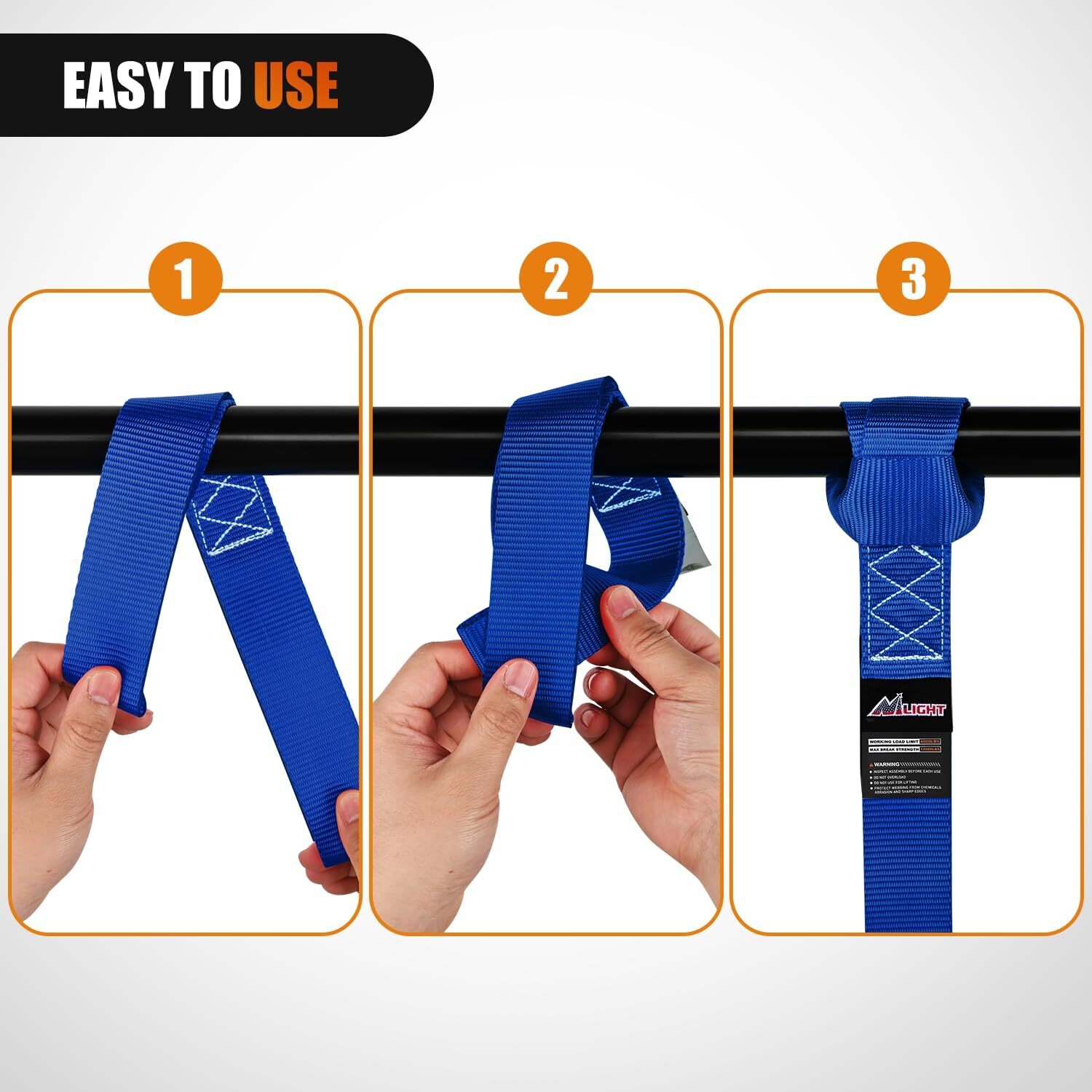 Nilight Motorcycle Tie Down Straps Max Break Strength 12000Lbs Blue