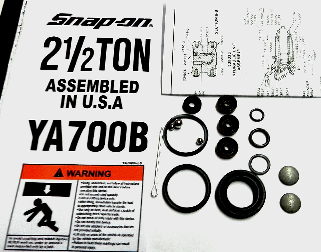 Seal kit- Lincoln- Walker- Snap On YA700 or YA700B   2 1/2 ton floor jack  -USA