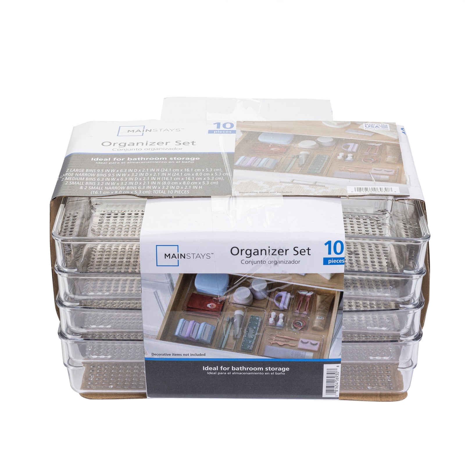 10-Piece Bathroom Storage Set W/ Clear Plastic & Stackable - Durable