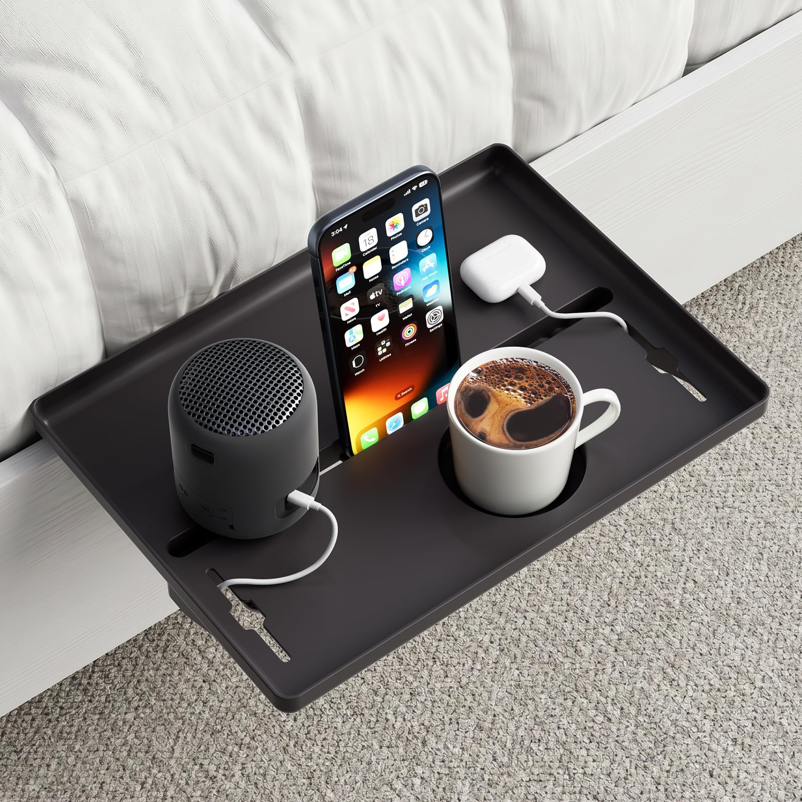 JOYMOOP Black clip-on bedside shelf for bunk beds