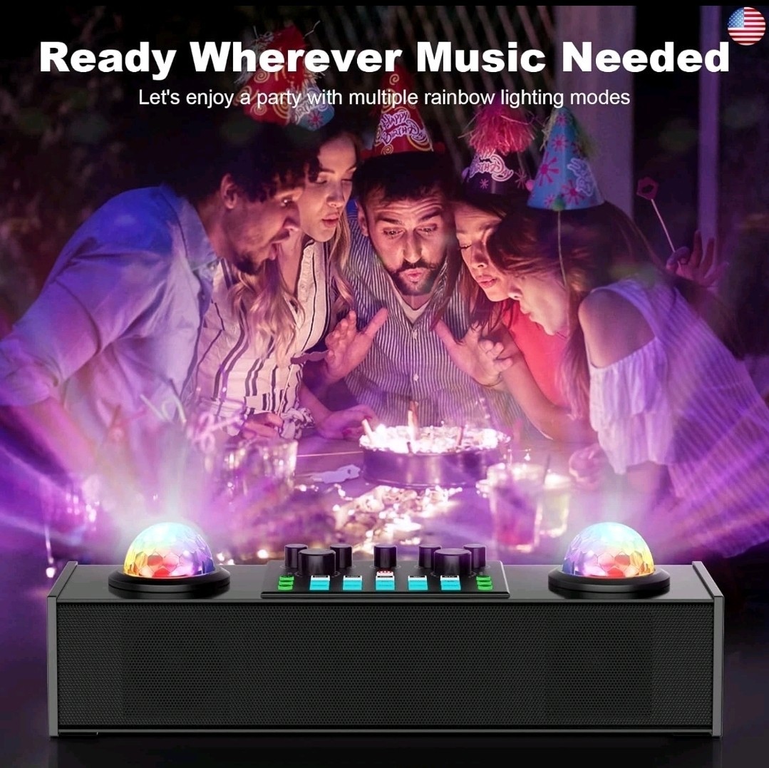 Karaoke Machine with Ambient Lighting, Portable Bluetooth Speaker