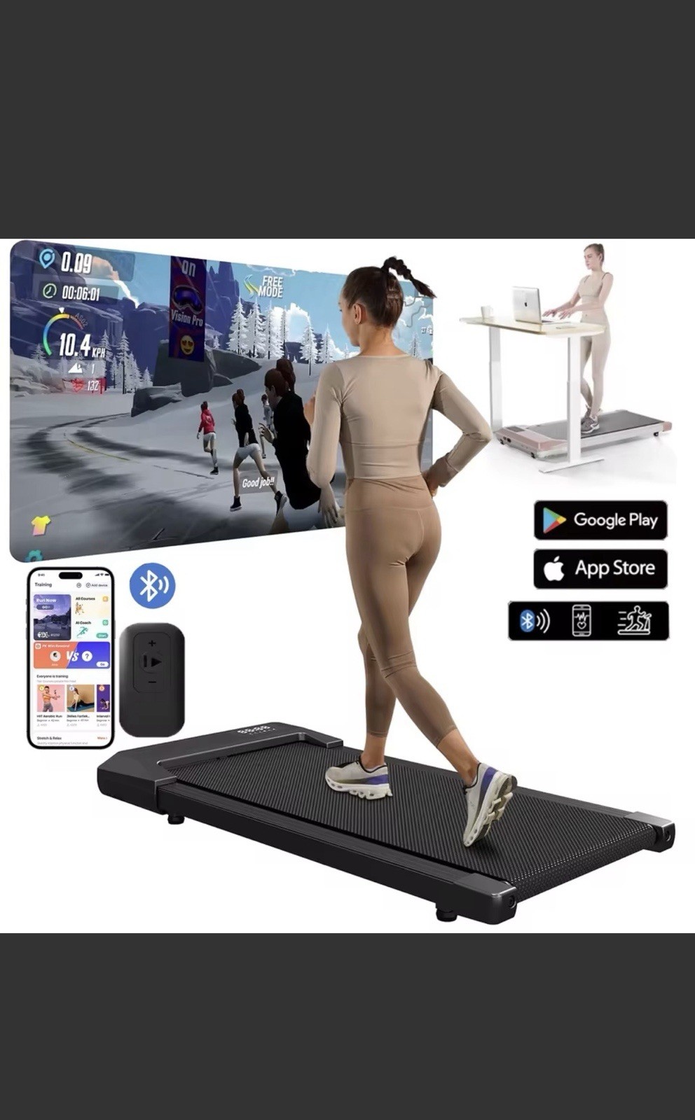 Treadmill for Home Walking Pad Under Desk Exercise Machine with Remote Portable