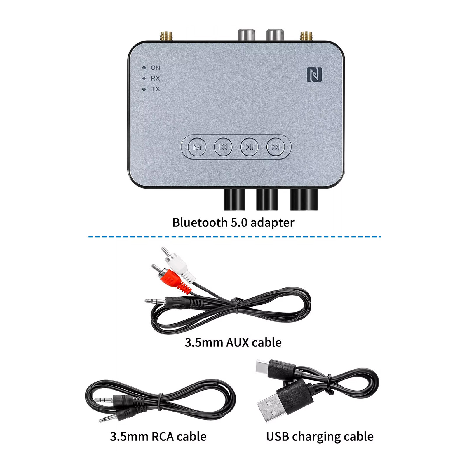 98ft Long Range 5.1 Bluetooth Audio Transmitter Receiver NFC Cordless Adapter