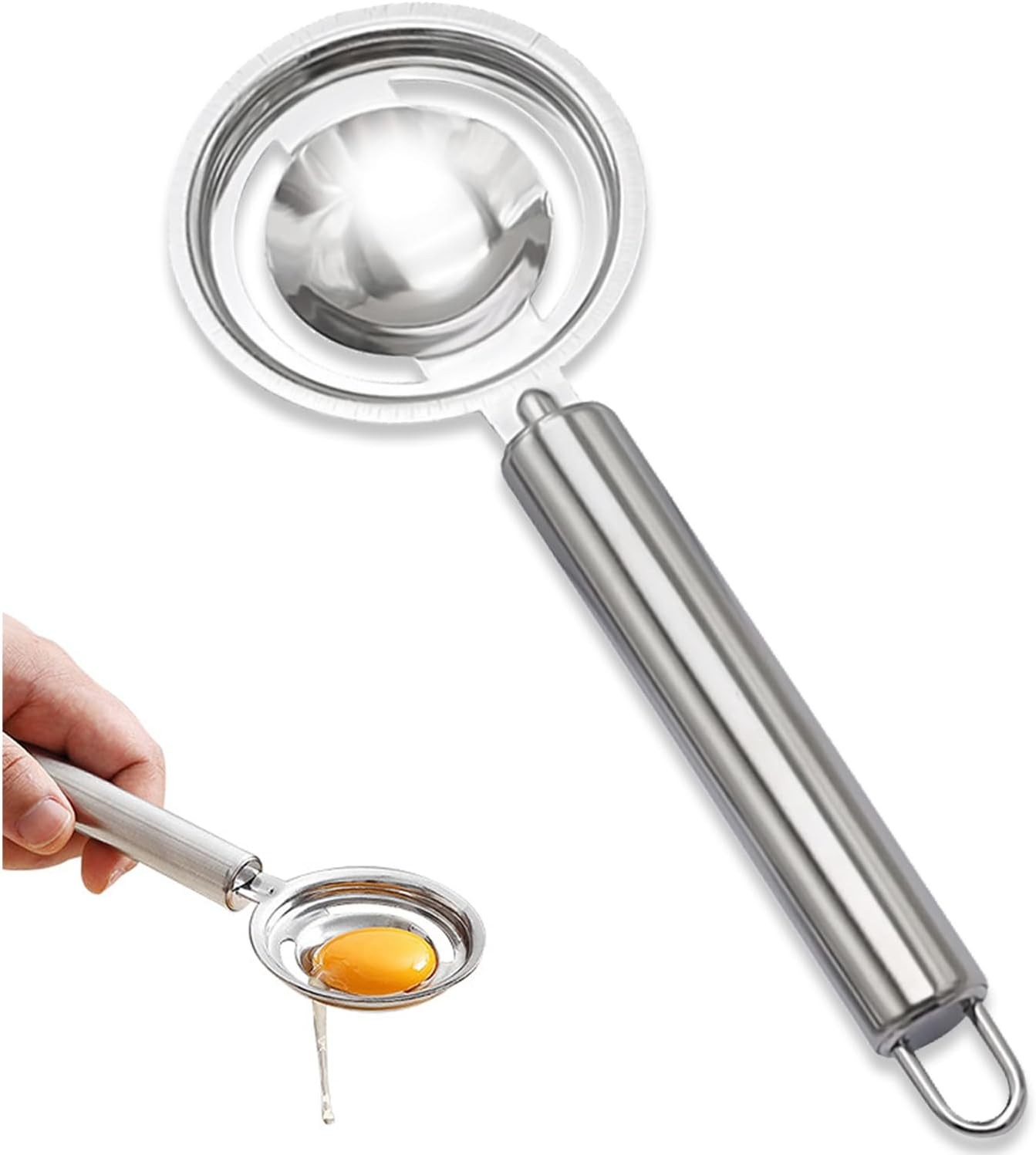 Egg Separator,Stainless Steel Yolk White Separation Tool Silver