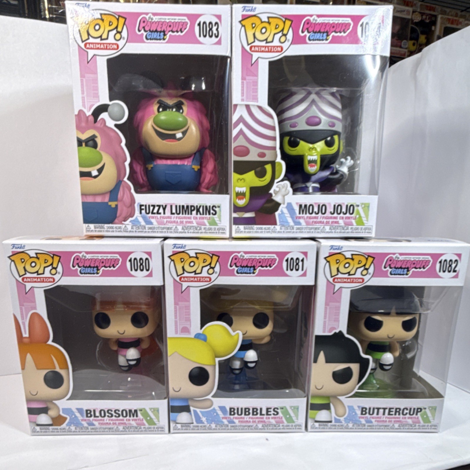 Funko Pop! Powerpuff Girls Full Set Of 5 Blossom Bubbles Buttercup Mojo Lumpkins
