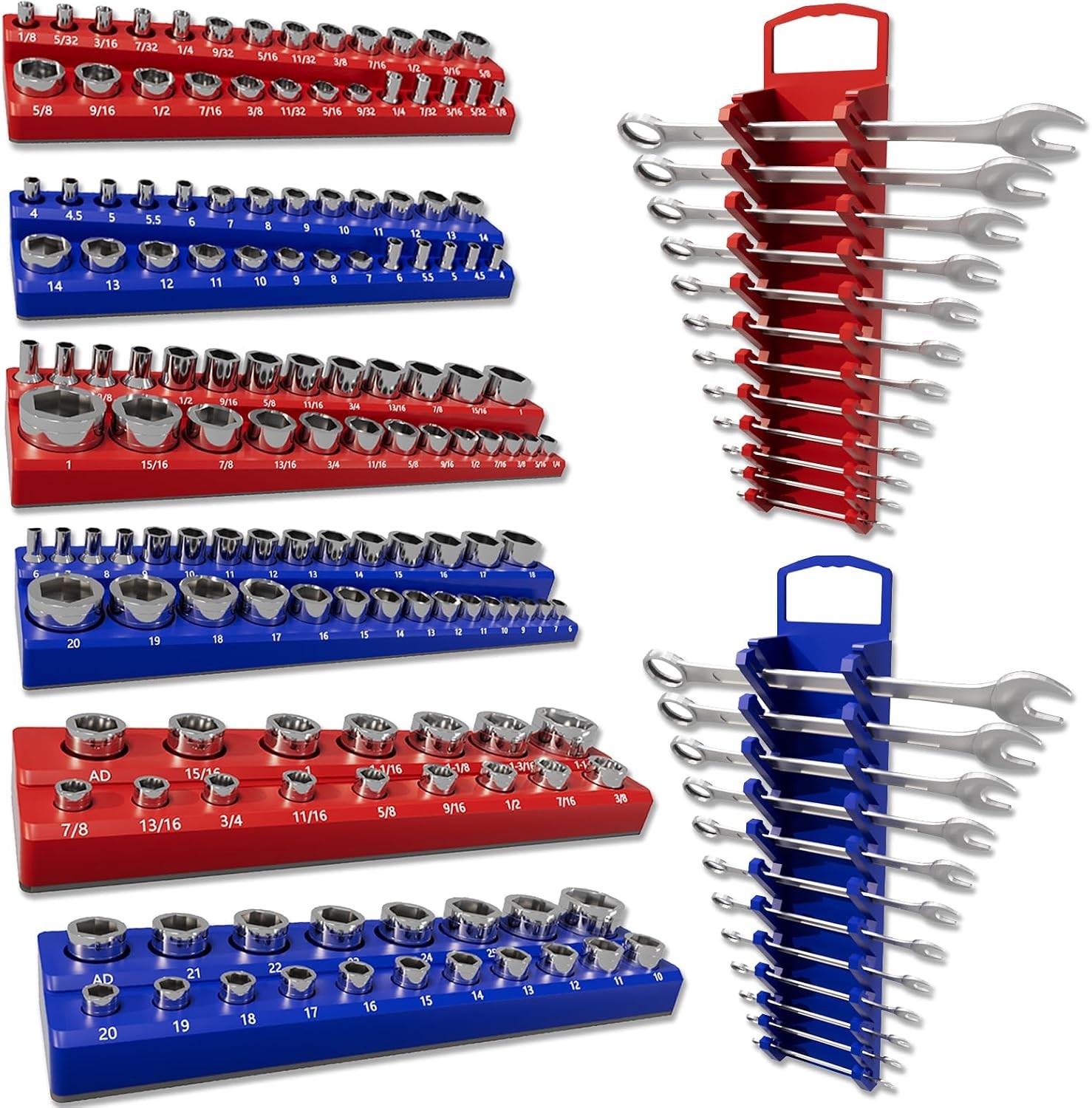8-Piece Magnetic Socket Organizer and Wrench Organizer, Magnetic Socket Holder S