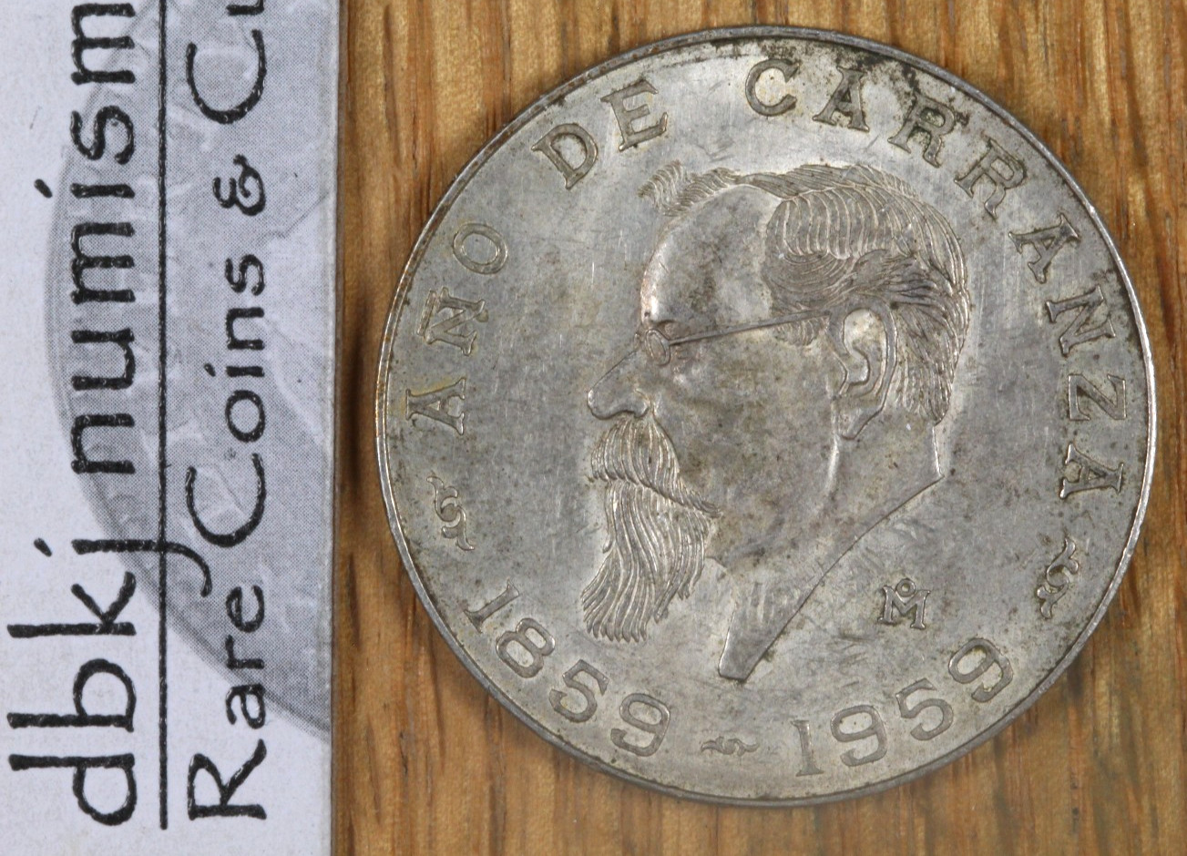 1959 Mexico - Carranza - 1 Peso - Silver - KM 471 - About Uncirculated