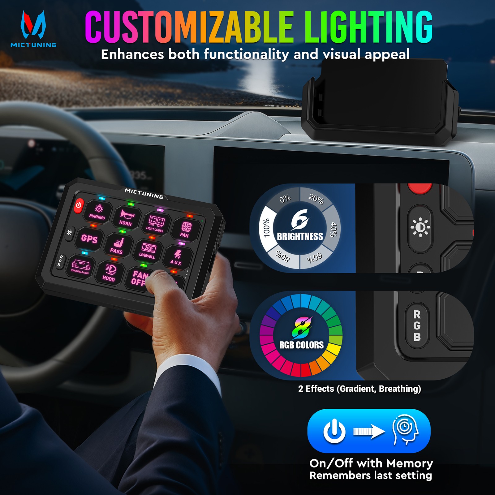 MICTUNING P1s-Wireless RGB Switch Panel Range 328FT Toggle Circuit Relay System