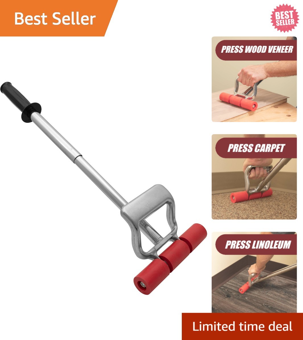 Heavy Duty 7.5" Wide Floor Roller with Ergonomic Handle - Lightweight & Portable