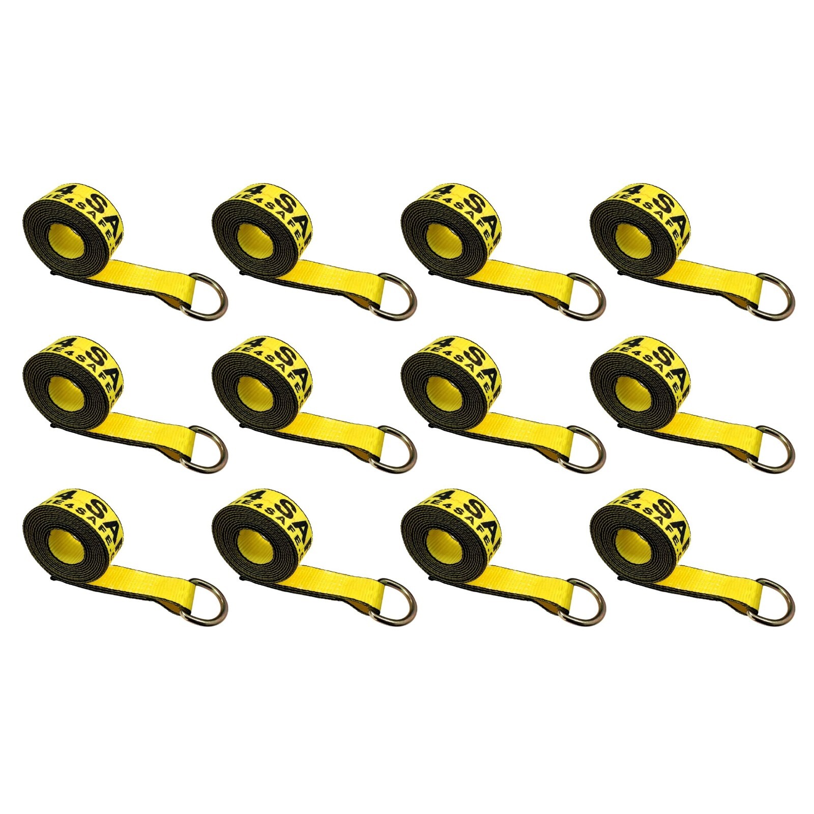 12 Pack 2" x 10' Lasso Strap w/ D Ring Auto Tie Down for Tow Truck Wheel Lift