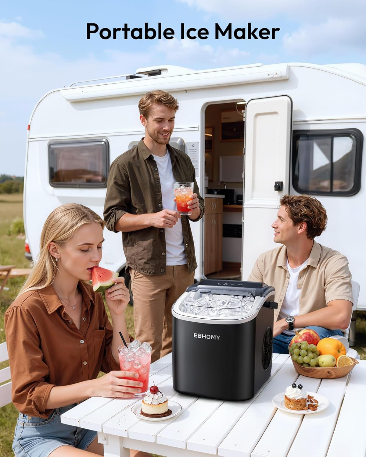 Portable Ice Maker – 6-Min Countertop Machine, 26 lbs/Day, Self Clean
