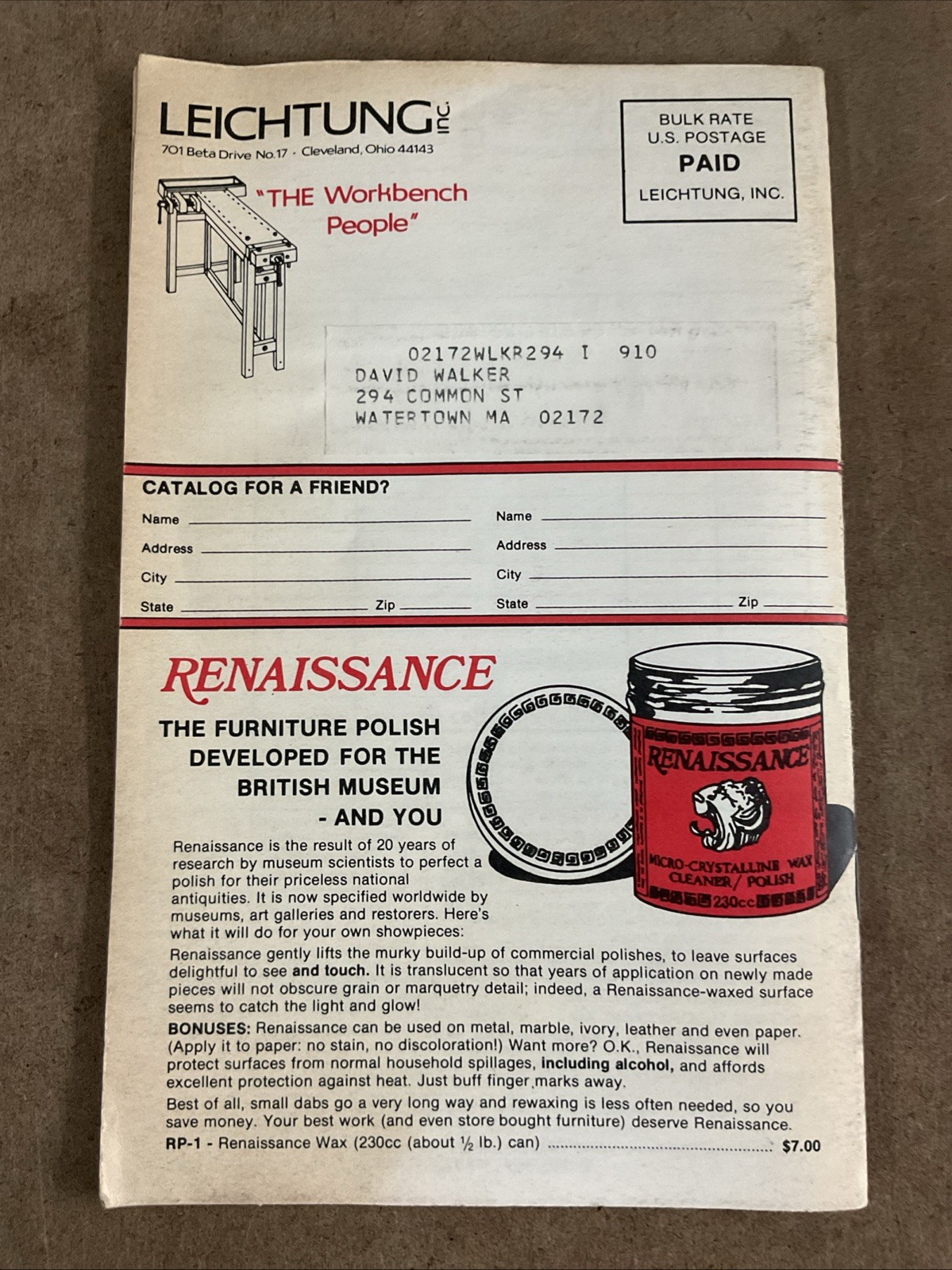 Spring 1978 Leichtung The Workbench People Catalog Tools