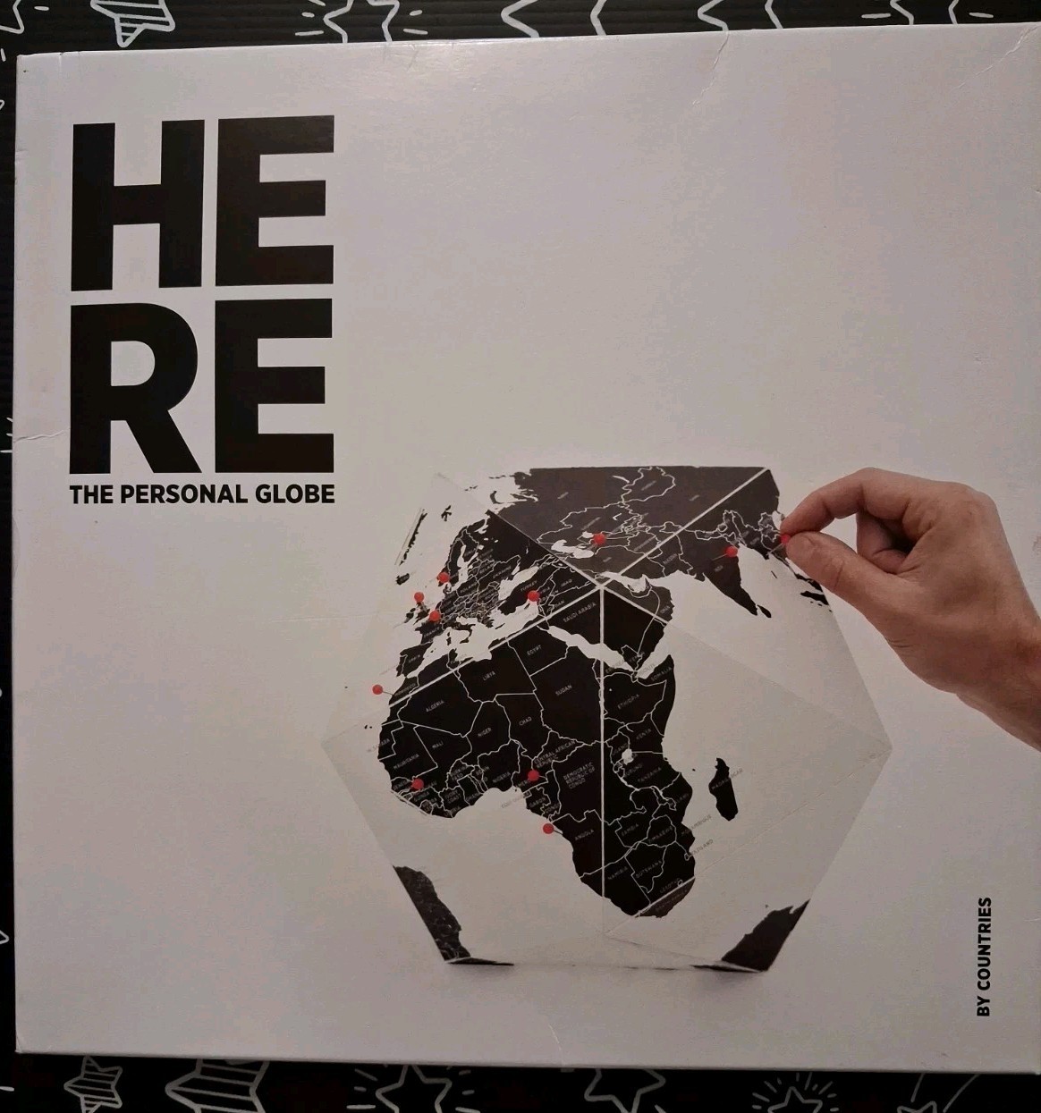 HERE Globe Three-dimensional Textured Chipboard Dodecahedron World Map New