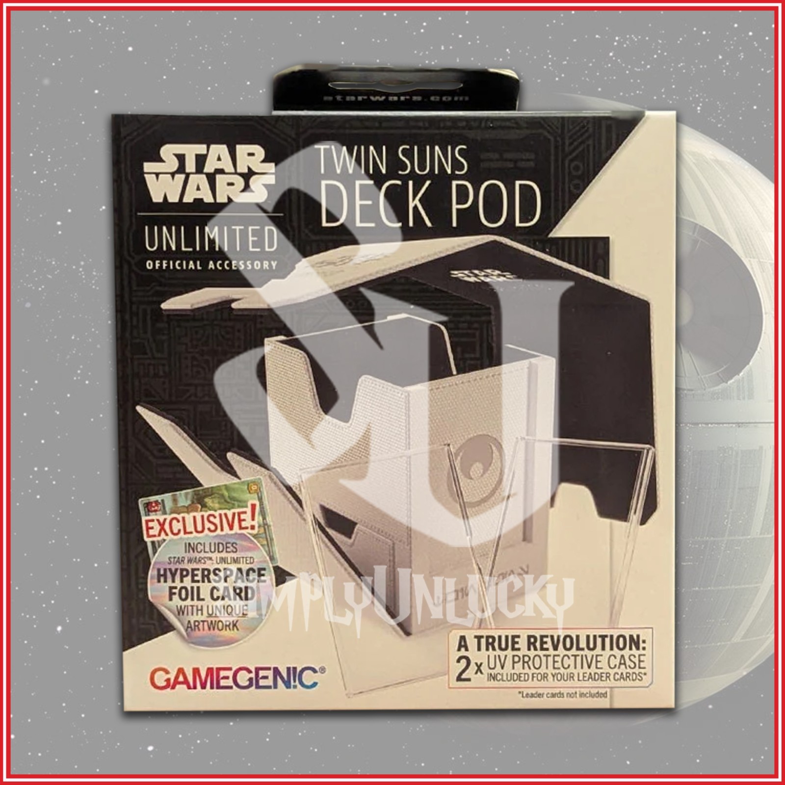 STAR WARS UNLIMITED: TWIN SUNS DECK POD WHITE Gamegenic + 2 UV Case + Foil Card