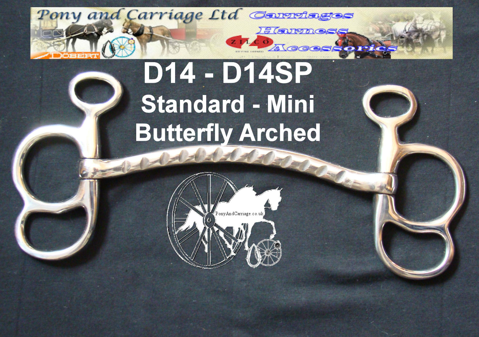 Carriage Driving Butterfly Arched Horse Bit Style D14 Mini - Large