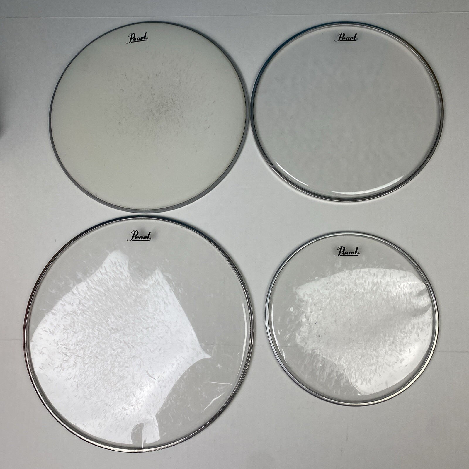 Pearl Drum Covers Skins Set of 4 Clear White Frosted Used Musical Instruments