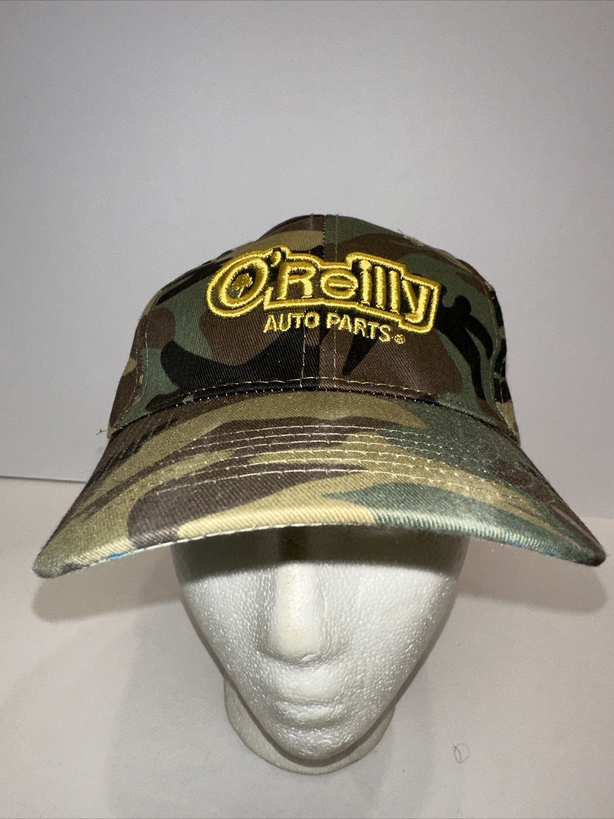 O’Reilly Auto Parts Camouflage Hat Cap with Gold Embroidered Letters Hook Loop